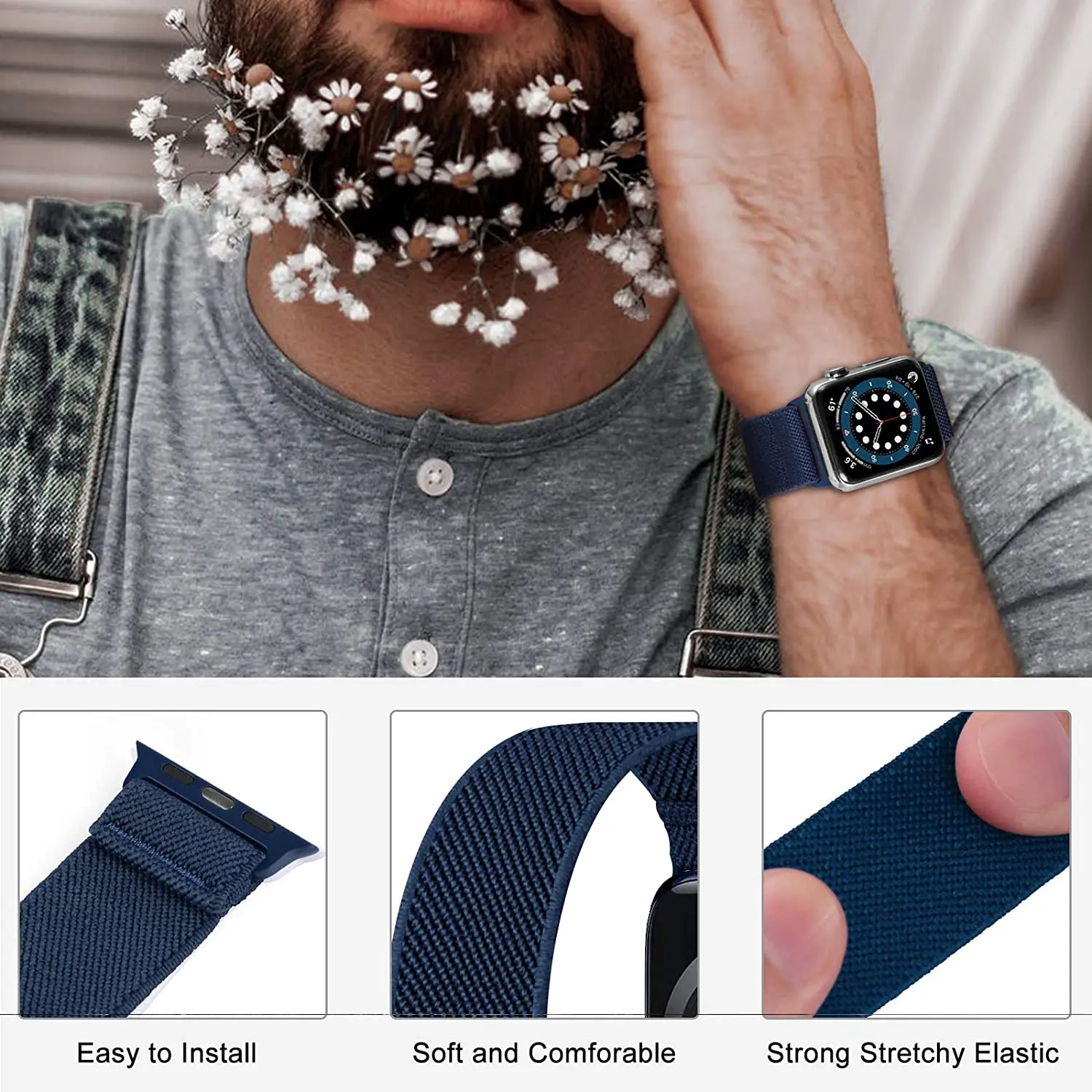 Elastic Nylon Scrunchie Watch Strap - Various Sizes Available
