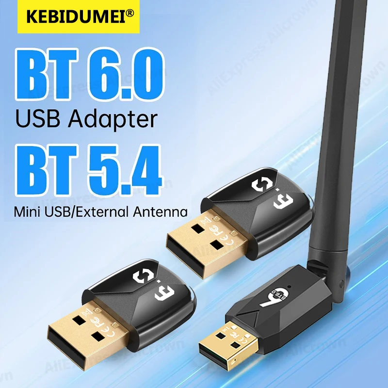 High-Speed USB Bluetooth 6.0 Dongle Adapter with Antenna for Wireless Audio and Devices