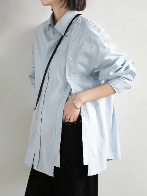 Irregular stylish blouse in blue
