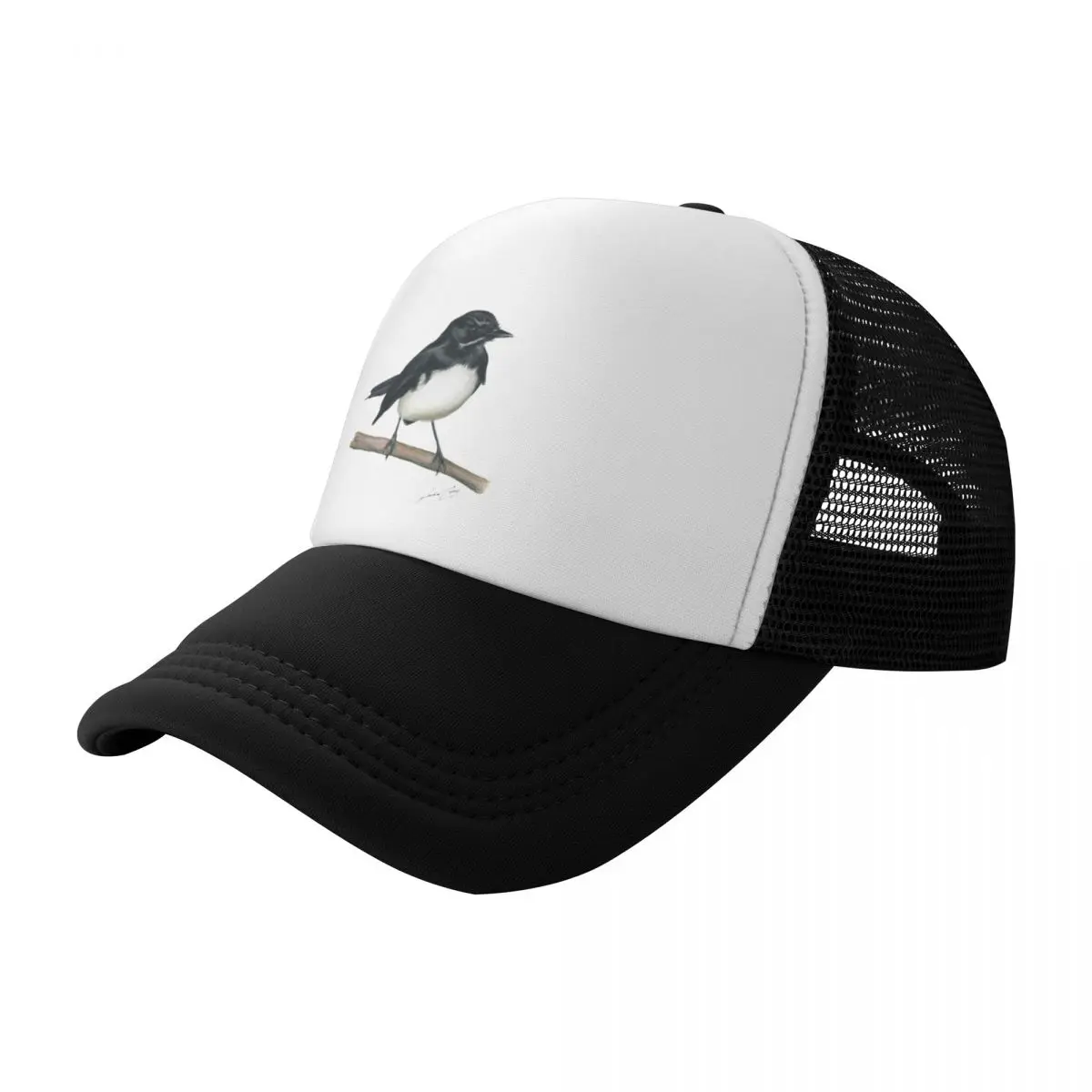 

Willie Wagtail bird art with signature. Lovely little black and white bird gifts! Baseball Cap Hat Man For The Sun Mens Women's