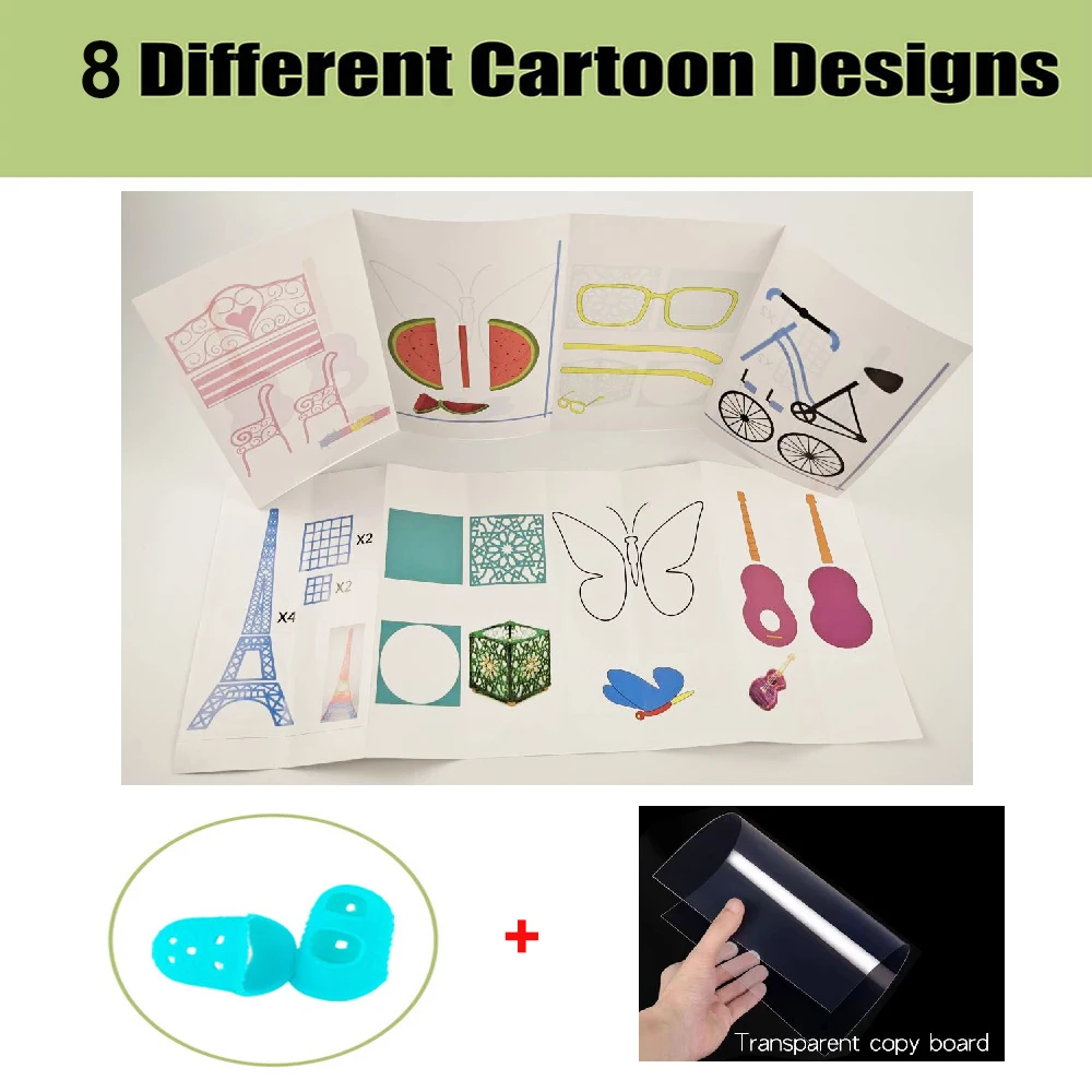 Libro da disegno per penna da stampa 3D riutilizzabile colorata 40 8 modelli di carta spessa modello di pittura con piastra trasparente per penna 3D regali per bambini - immagine 3