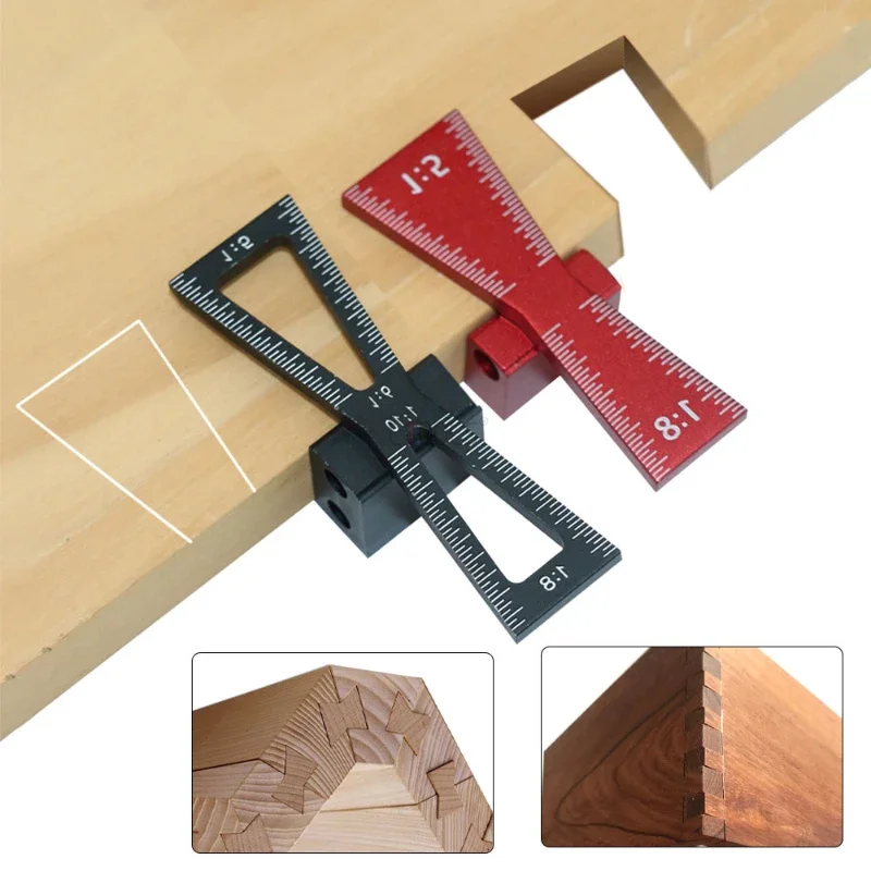 New Woodworking Dovetail Tenon Gauge Marking Template 1:5 1:8 with Hinge Gauge Guide Tools Home Use Wood Hinge Gauge Square Tool wood working square mini wooden fillet chiseling handy tool drill bit carving diy for cutting square mortise door hinge grooves