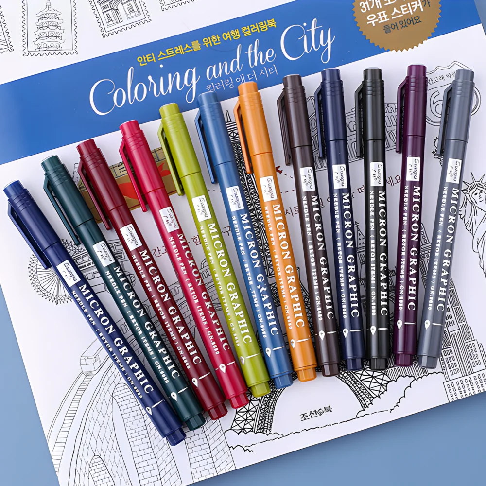 12 Farben 0,5 Micro, Fineliner-Stift-Set, Tinte, Stift mit feiner Spitze, Multi-Liner, Skizzieren, Anime, Künstlerillustration / technisches Zeichnen – Detail 3