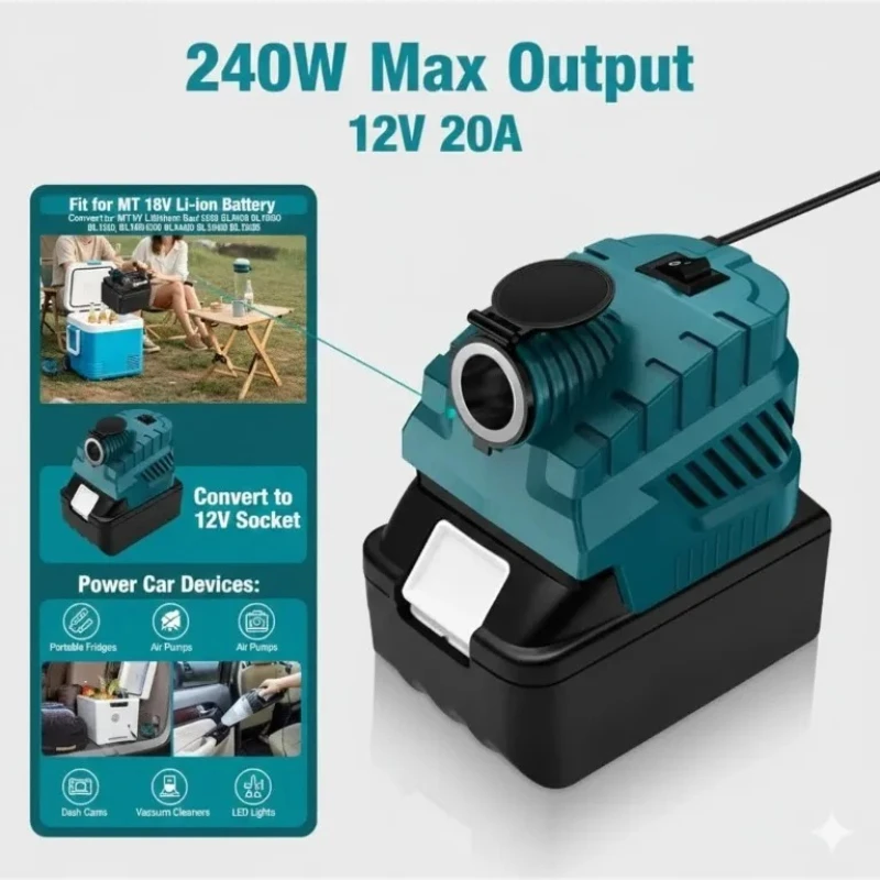 마키타 18V 20V 배터리 DC 12V 벅 컨버터 시거잭 USB 타입 C 전원 공..