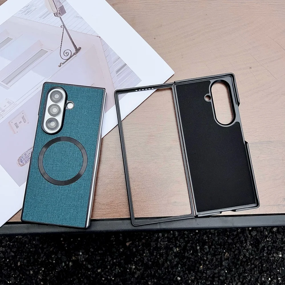 Luxury Fabric Cloth Magnetic Wireless Charging Shockproof Ultra Slim Cover
