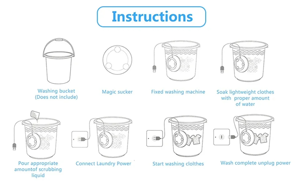 Mini Washing Machine Ultrasonic Turbine Portable Turbo Washer for Travel Home Camping Cleaning Sock Underwear