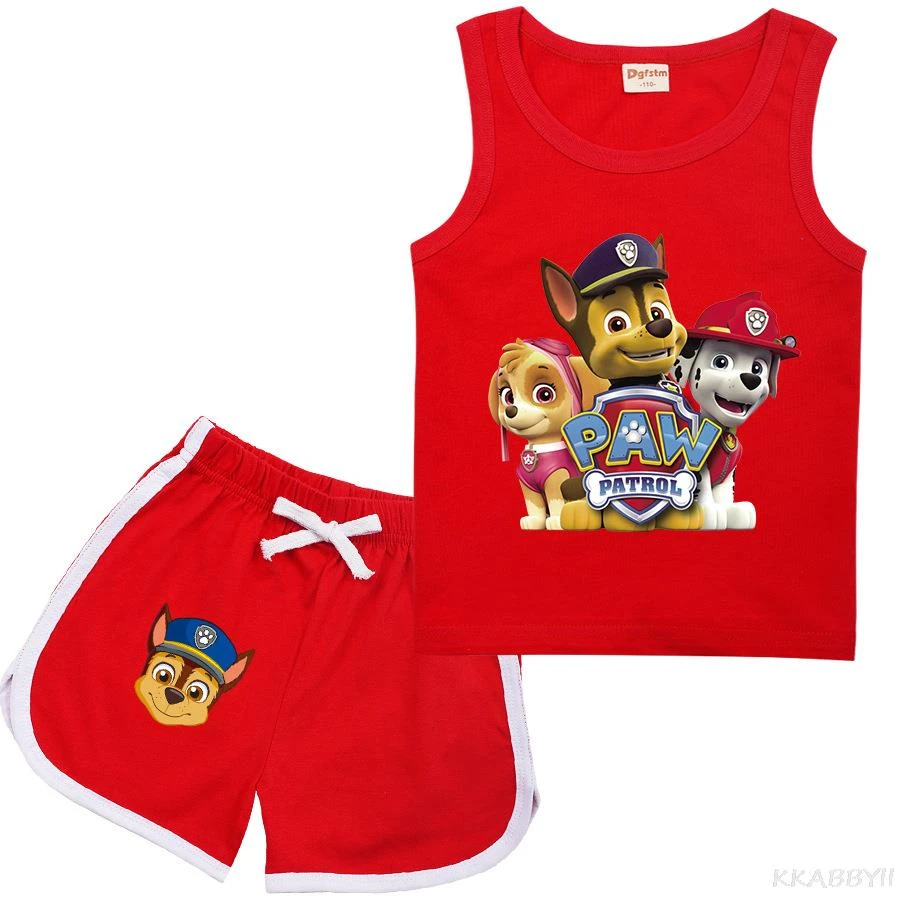 PAW PATROL Boys Girls Clothes Set Summer Kids T shirt With Pants Casual ...