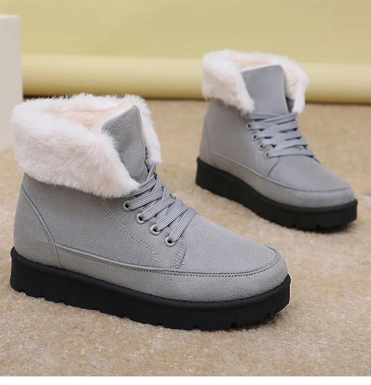 Women's Winter Snow Boots With Fur Lining And Low Heels_voghion.com