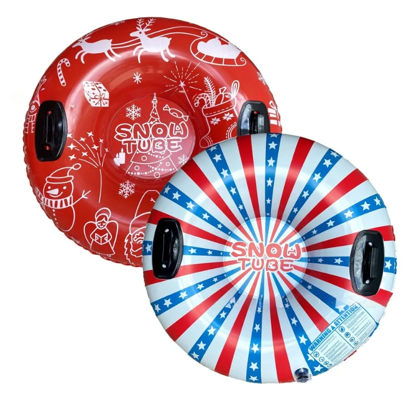 Inflatable Ski Ring PVC Sledding Tube Thicken Snow Tubing Winter Snow Tube With Handle Kids Racer Christmas Skii Sled Board