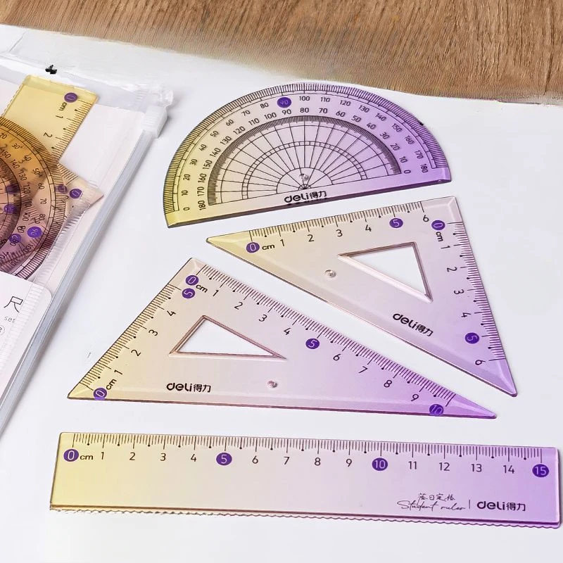 ✨4-in-1 Gradient Ruler Set-Protractor, Triangle & Straight Edge, Math Tools for Elementary Students (Pastel School Supplies)