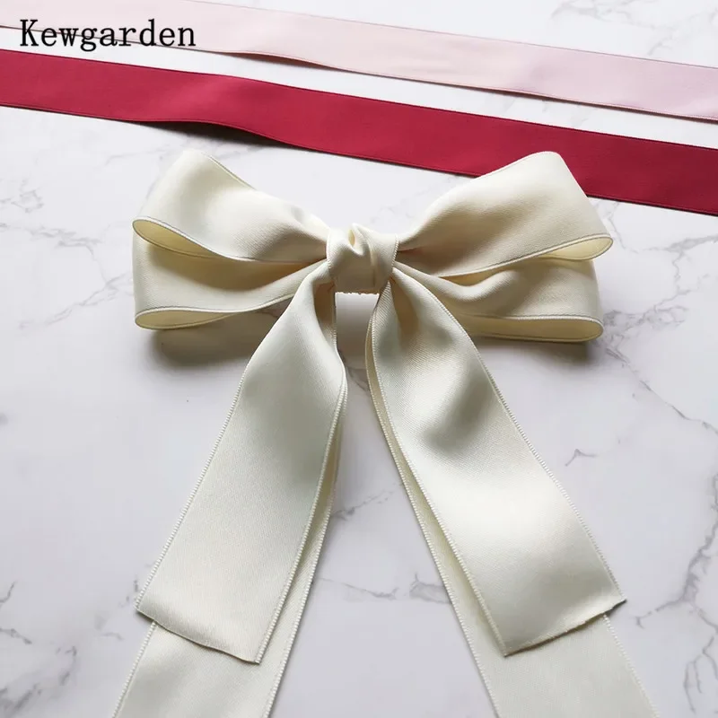 Kewgarden 코 튼 새틴 리본 4cm 1.5 DIY Hairbow 액세서리 수 제 테이프 Carfts 선물 포장 재료 5 미터