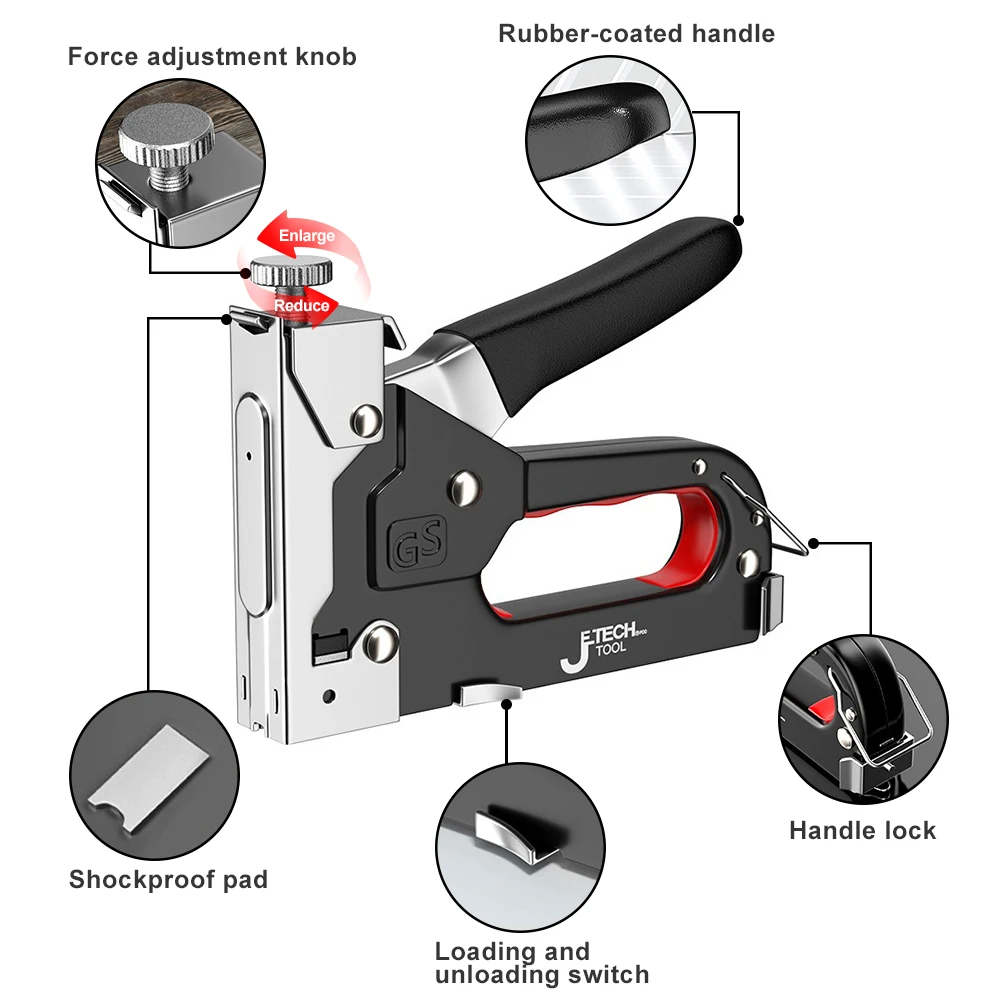 4 In 1 Manual Nailing Gun Construction Stapler Heavy Duty Air Nail Woodworking Special Staple Book Household DIY With 600 Staple 4