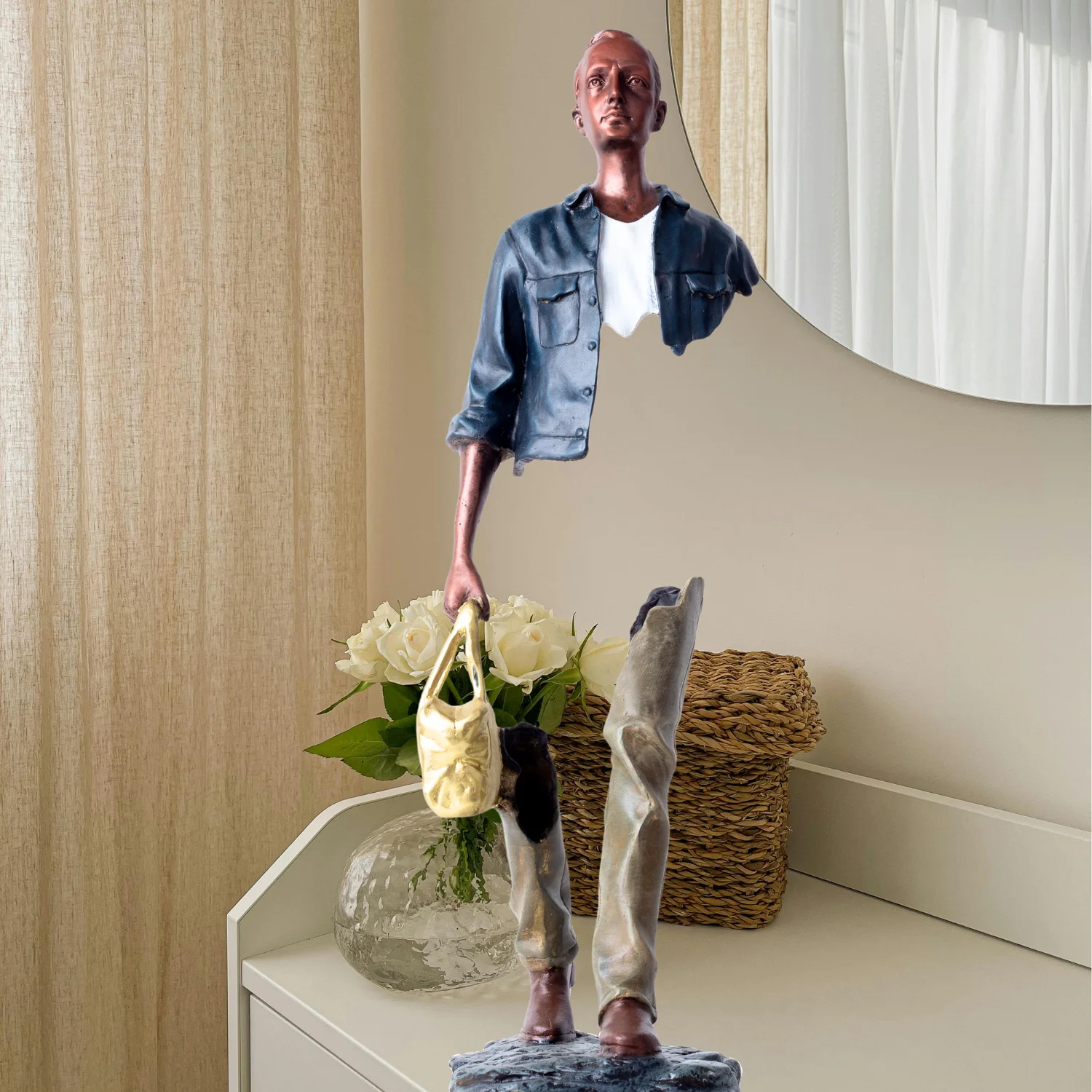 56 سنتيمتر البرونزية المسافر تمثال الصب الساخن مجر...