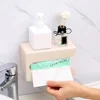 Wall-mounted Tissue Box Napkin Holders Self-adhesive Paper Towel Case Punch Free Removable Paper Box Space-saving Waterproof 3