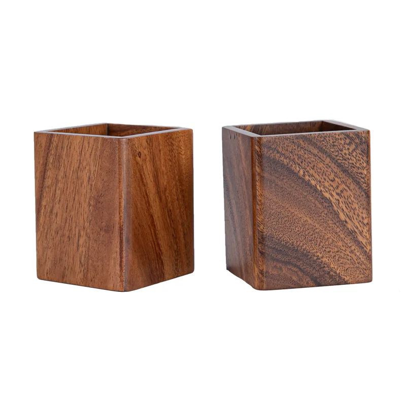 Walnut pen holder Japanese creative solid wood storage box office desktop ornaments wooden pen holder senior sense light luxury