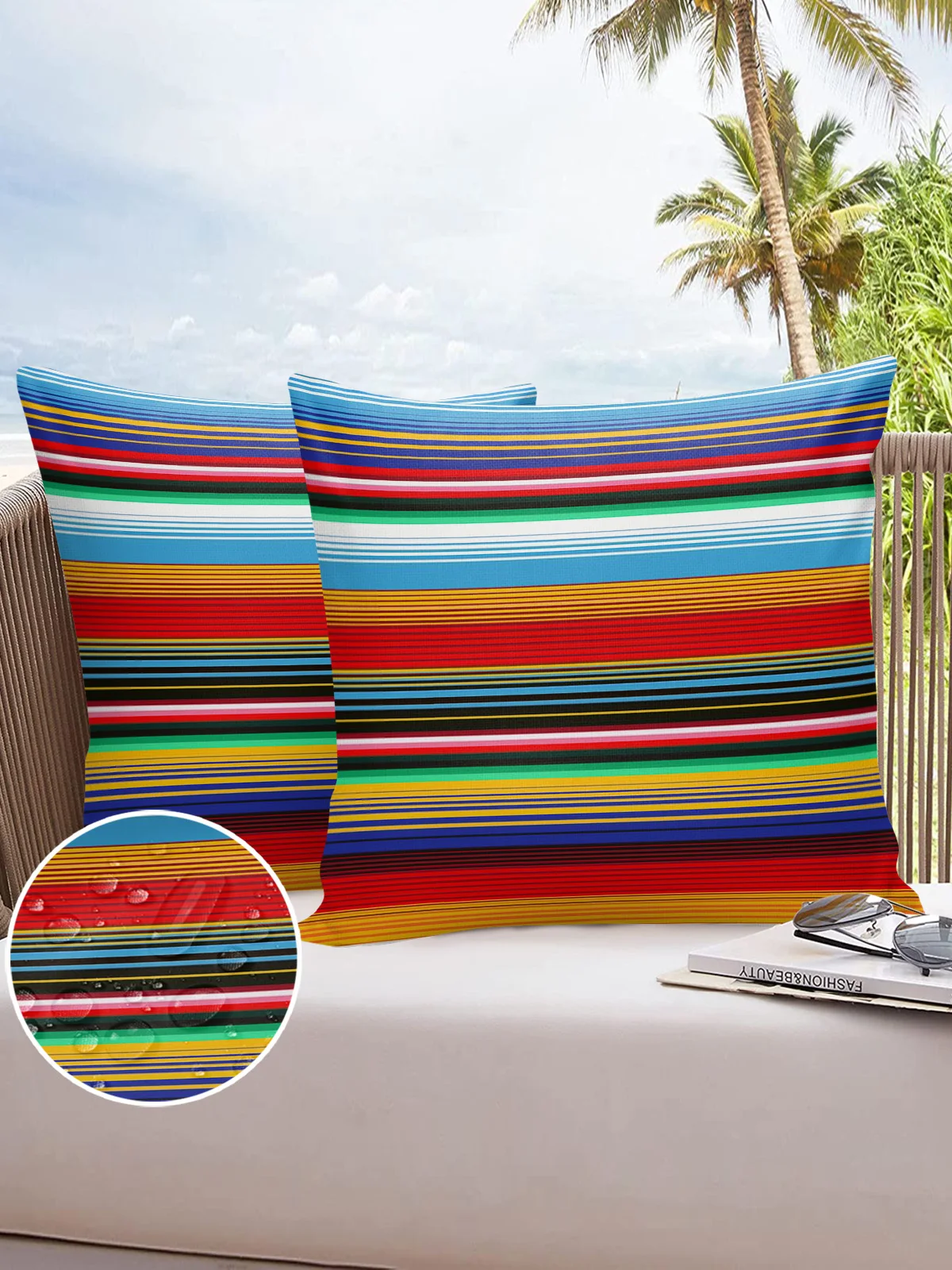

2/4PCS Colorful Mexican Stripes Waterproof Decorative Sofa Throw Pillow Cover Case Garden Patio Cushion Covers