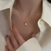 316L Stainless Steel Elegant One Shiny Pearl Necklace Female Minimalist Temperament French Exquisite Wedding Jewelry No Fading 6