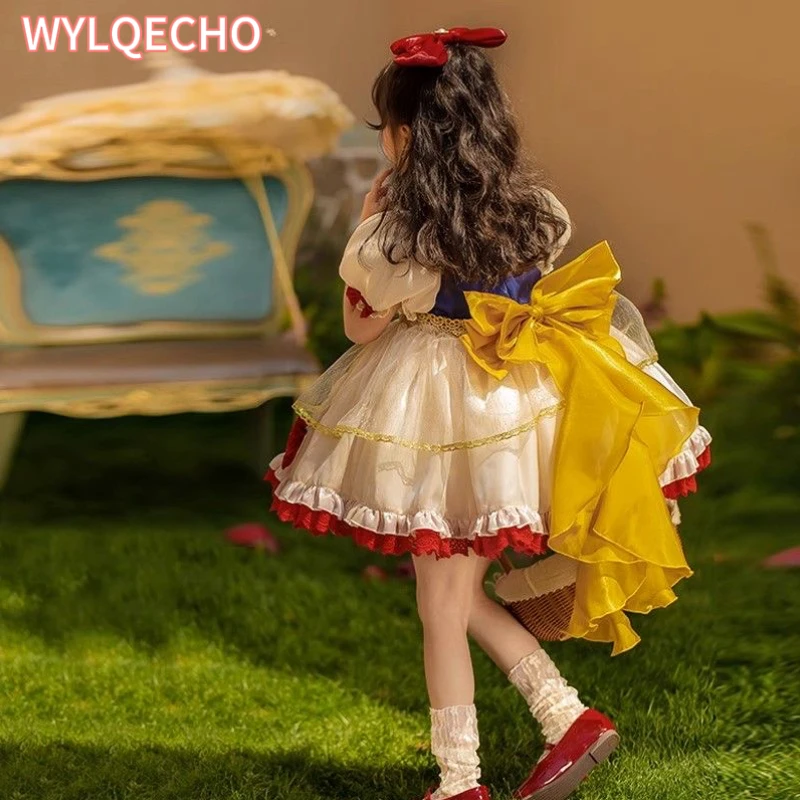 Summer Girls Dress Kids Pink Lace Bow Cute Lolita Party Dress Girls Clothes Birthday Party for Children Toddler Puffy Dres