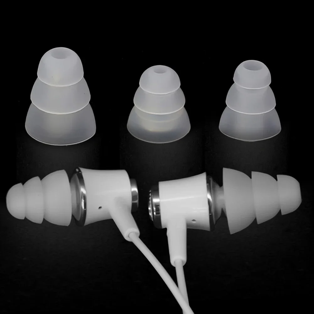 1/3/5/10Pair Three Layer Silicone Earphone Replacement Earbuds In-ear Wired Headphones Anti-slip Earplug S M L Eartips Cap