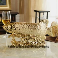 34CM large HOME OFFICE Company SHOP ROOM TOP COOL Efficacious Talisman Recruit money Arowana Golden Fish FENG SHUI lucky statue 1