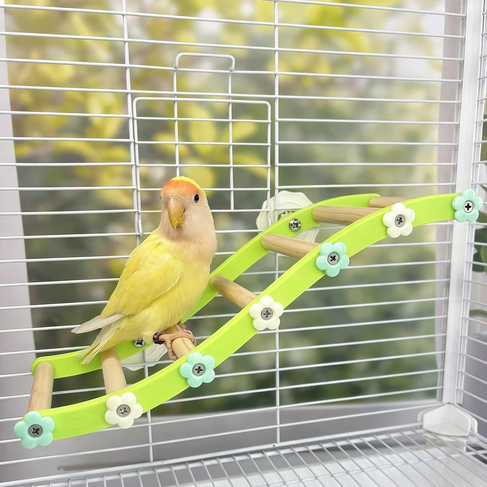 Bird Enrichment Climbing Ladder Bridge Toy - Flower Design for Cage Decor and Boredom Relief