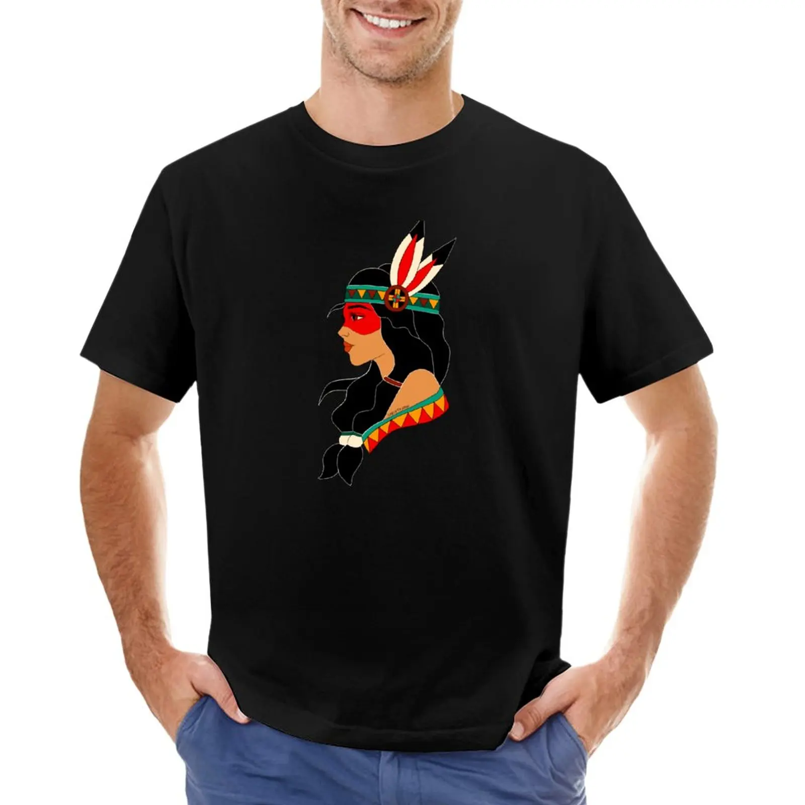 

Native Girl T-Shirt graphics t shirt Short sleeve tee t shirts for men cotton
