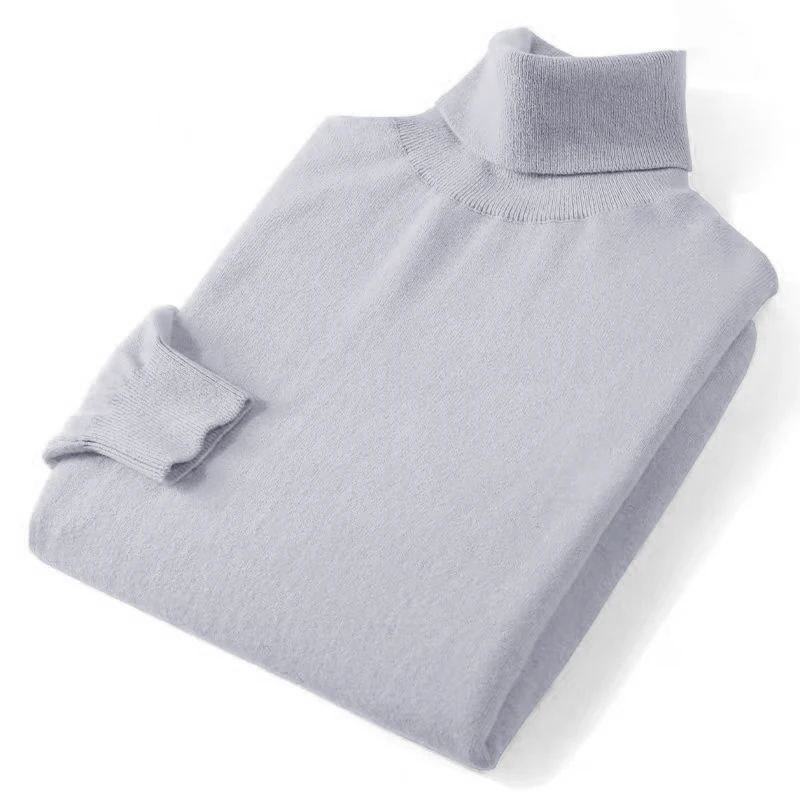 New Men's Turtleneck  Sweater Solid Color Knitted Pullover Outdoor Warm Woolen Sweaters Mens Winter Thick Heavyweight Tops