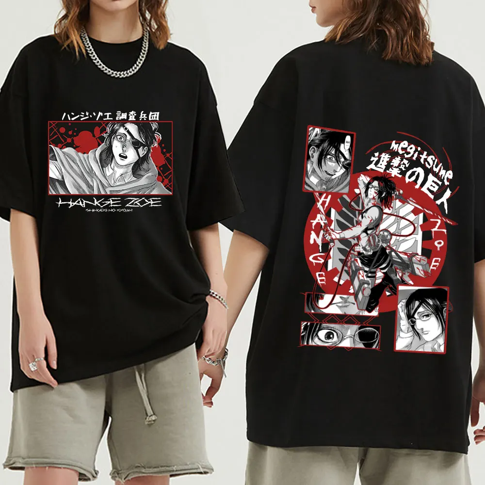 Japanese Anime Attack on Titan T Shirt Hange Zoe Double Sided Graphic T ...