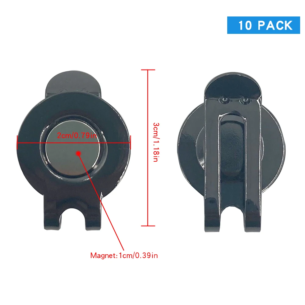 Description Picture 4 of itemGolf Ball Marker Holder Cap Clips Pack 10 Pcs Golf Supplies Colorful Light Magnetic Drop Clip Hat Clip