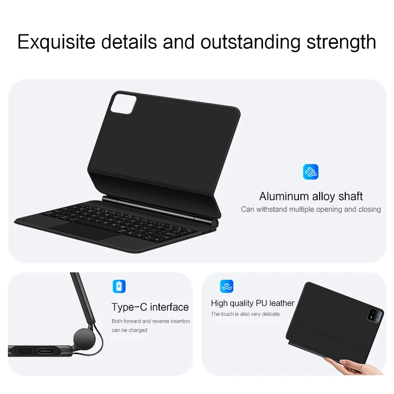 Folio-teclado Mágico para Xiaomi mi Pad Pro Português Espanhol Francês Coreano Árabe Smart Keyboard Pad 11 2023 - Imagem 2
