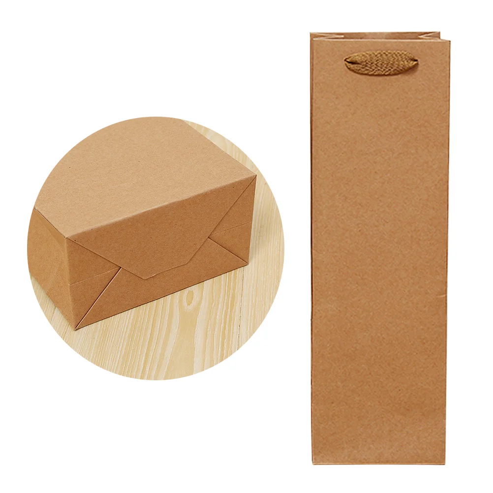 

12/24pcs Kraft Paper Red Wine Hand Bag Single Double Vessle Paper Wine Drinks Packaging Bag Champange Bottle Storage Bag