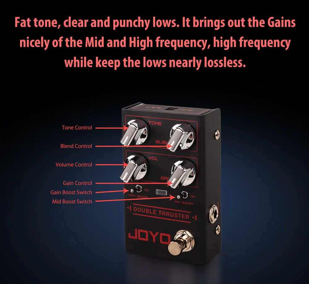 R-28 Bass Guitar Pedal Overdrive Effects with Independent Mid Frequency Double G