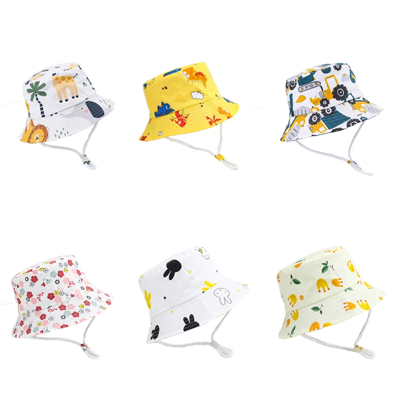 Fishing Cap Children's Cartoon Animal Fruit Printing Flower Cap Summer Beach Cotton For Men And Women Baby Universal