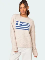 2024 Harajuku Hip Hop Knitted Men's Women's Sweater Fashio FLAG GIRL Pattern Printing Loose Tops Casual Streetwear Pullover 1