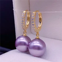  New simple high-end micro-encrusted zircon pearl earrings fashion jewelry French versatile personality T stage catwalk earrings 