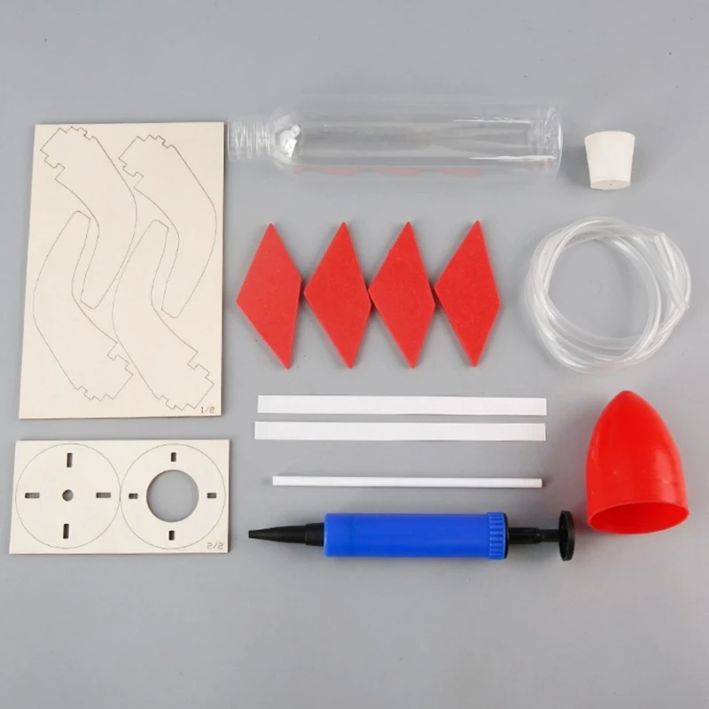 85AA 친화적 인 목조 대화 형 물리학 장난감 물 로켓 모델 발사기 물리 교육용 과학 실험 세트