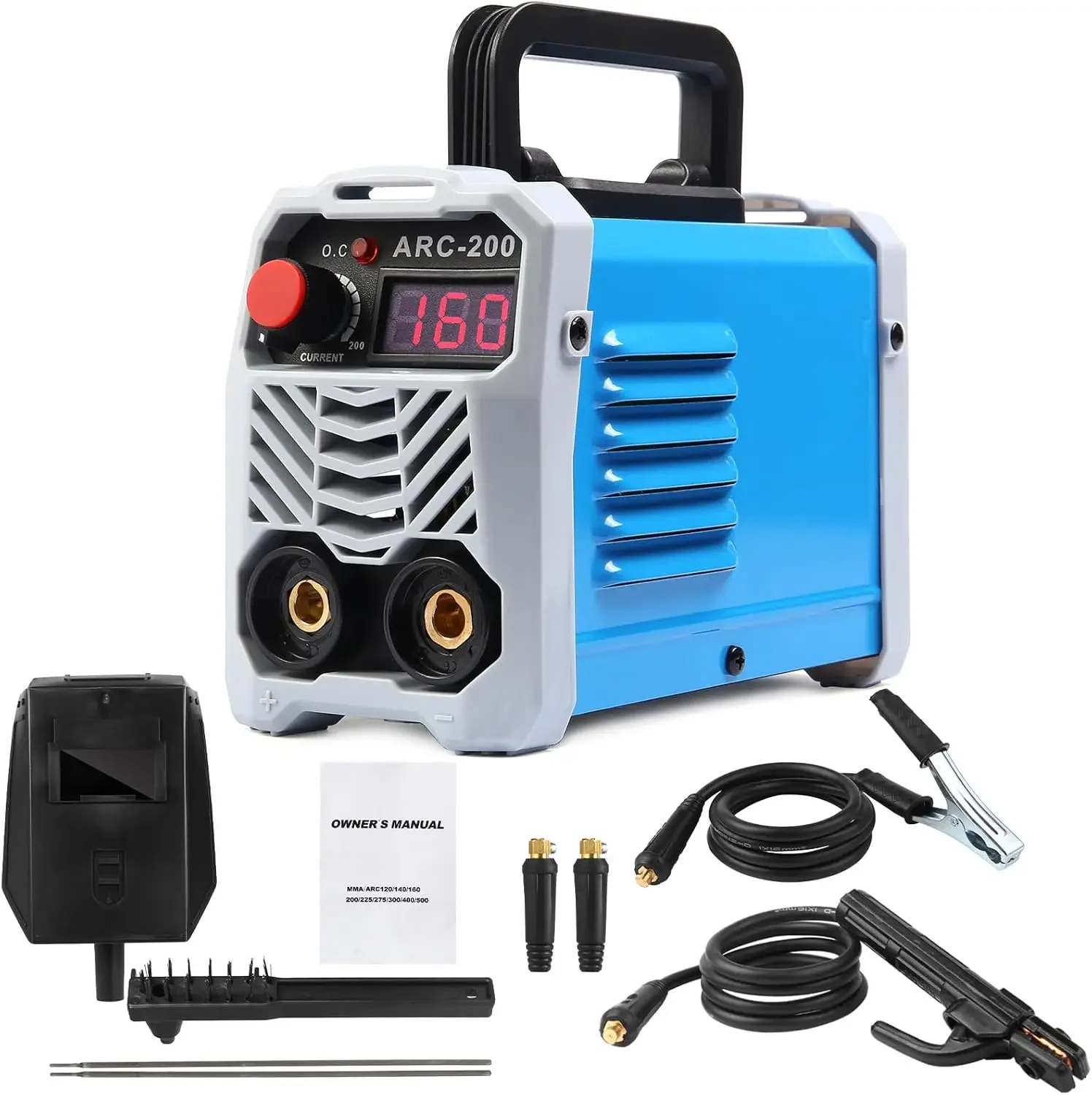 Mini Welding System 200A Stick ARC Electric Welder Machine IGBT Digital,Welding Cable, Mask and Gloves,Househeld Use 110V Plug