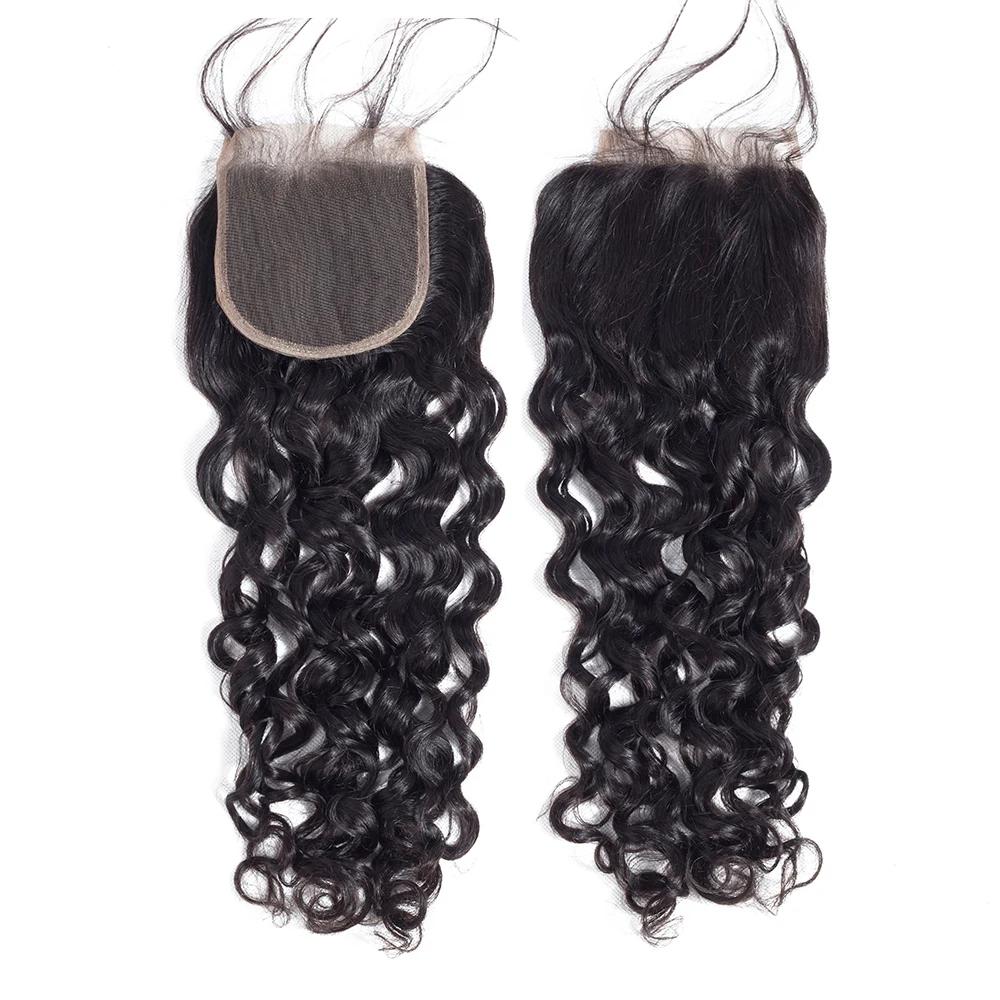 Brazilian Water Wave Lace Closure 4x4 5x5 Human Hair Lace Closure Only Free/Middle/Three Part Remy Human Hair