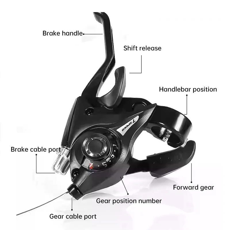Moutain Bike Brake Levers Shifter 3x7/3x8 Speed Shifter with Gear Indicator and V Brake Cable MTB Bike Lever