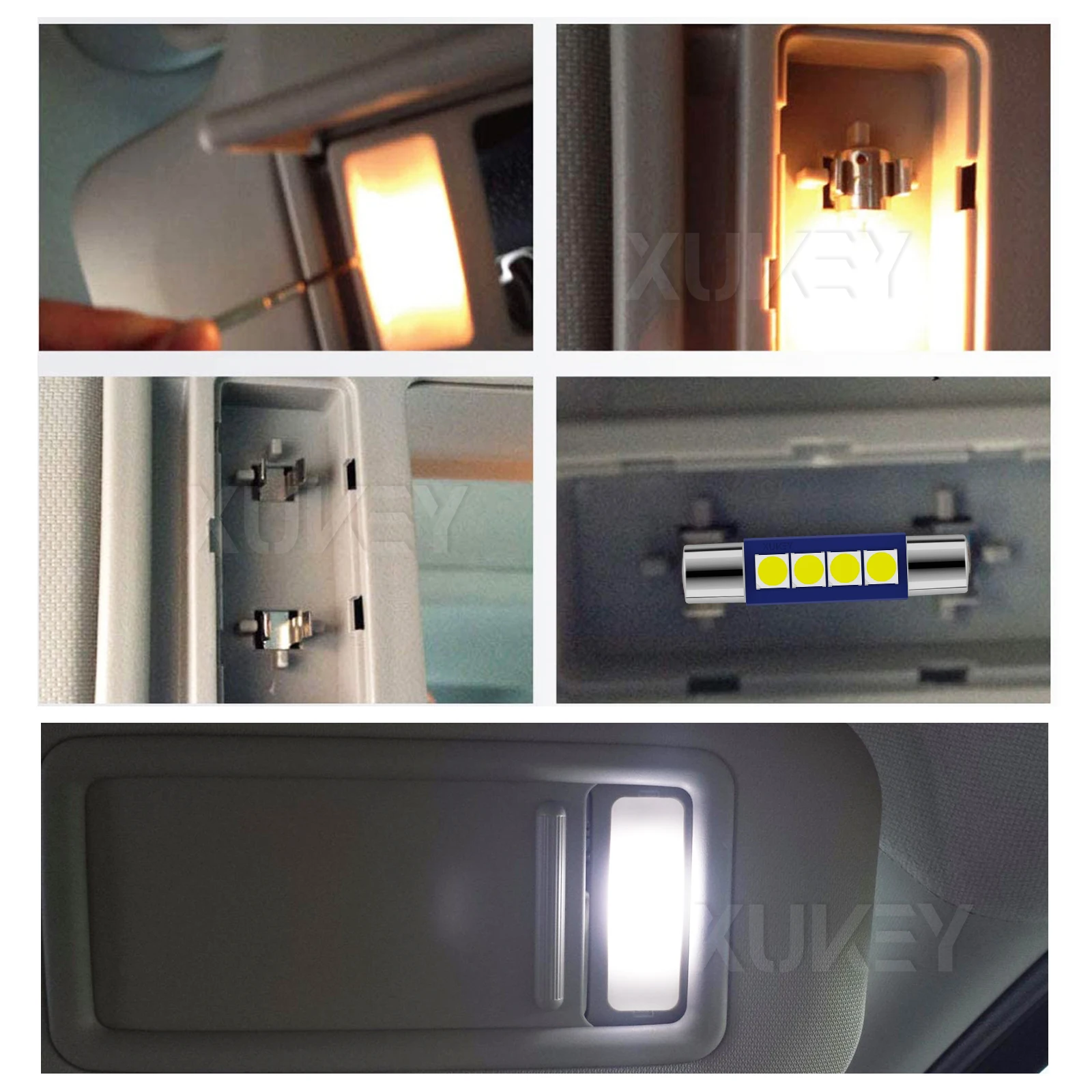 LED Fuse 6614F 6612F TS-14V1CP LED Festoon Bulbs Car Interior Sun Visor Light Vanity Mirror Dome Lamp Replacement 4 Pack 29 28mm