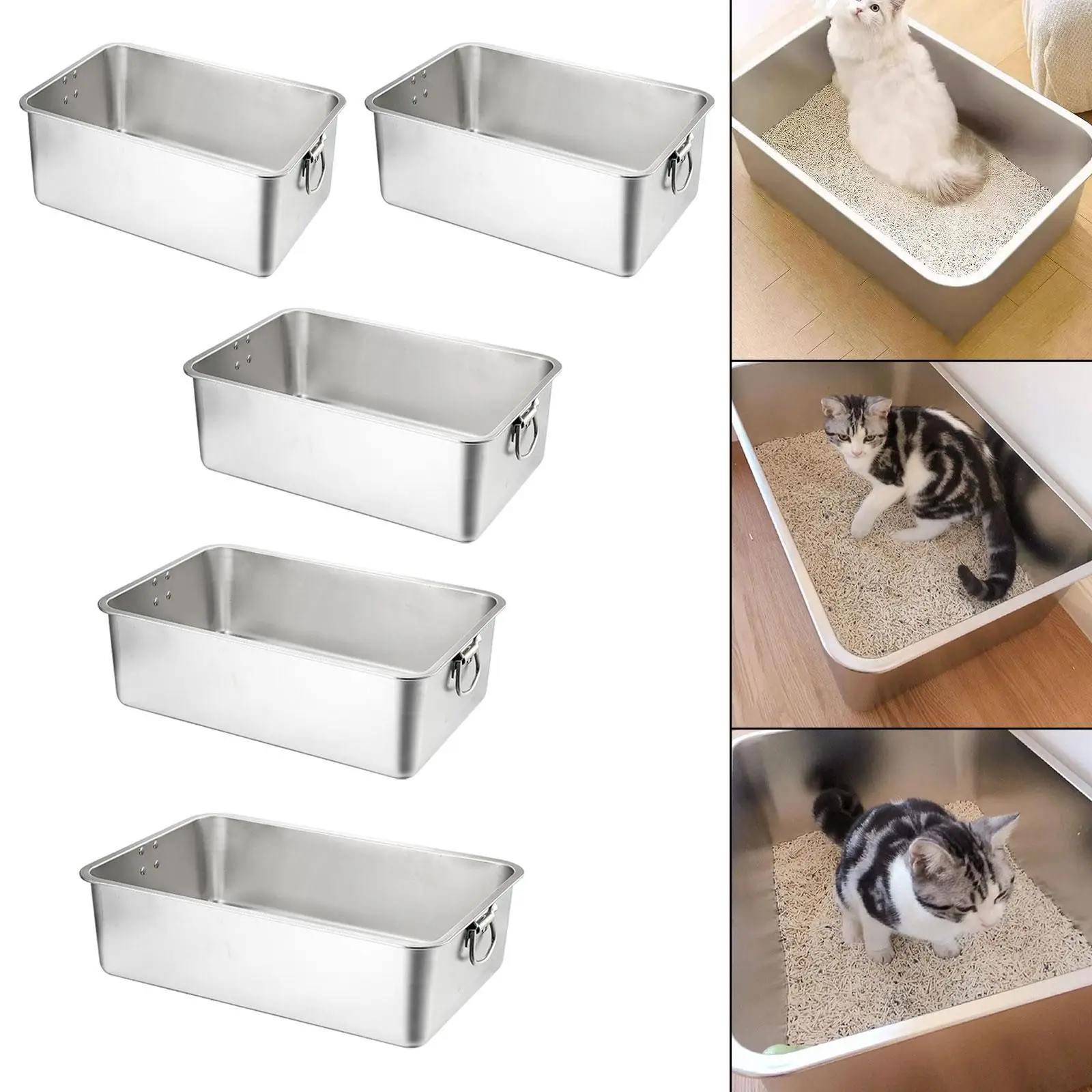 Stainless Steel Litter Box Catering Food Pan High Side High Sided Litter Pan