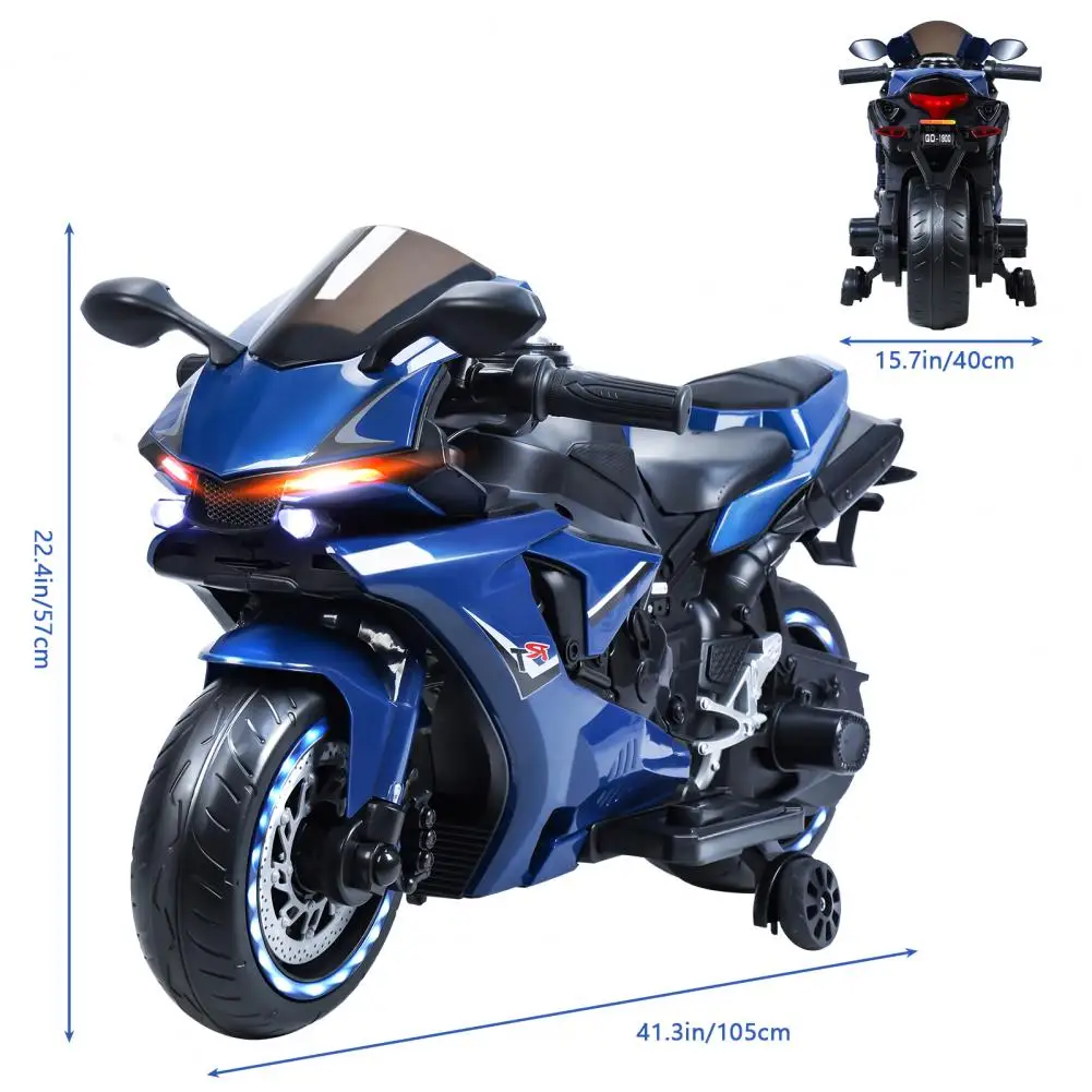 Electric Motorcycle for Kids, Speed Up to 9mph Ride-On Motorcycle with Safety Auxiliary Wheels, Electric Dirt Bike for Children