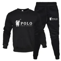 Sweat-shirt deux pièces à col rond pour hommes + pantalon de jogging, mode automne et hiver, fitness en plein air et ensemble de vêtements de sport décontractés 2