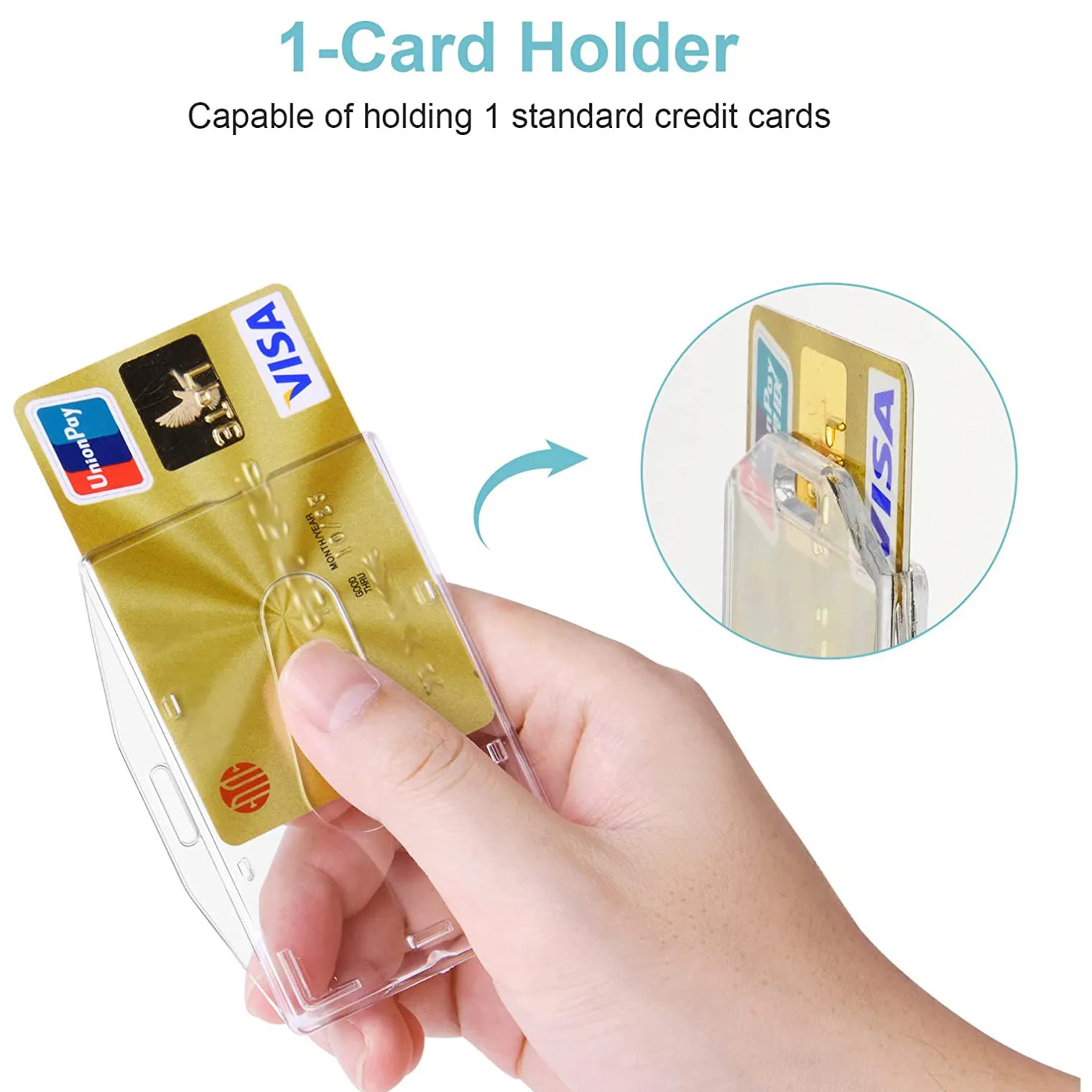 Card Holder Credit Card Holder 1pcs Hard Plastic Transparent Card Case Holder Work Card Id Badge Holder Double-Sided Vertical Clear Id Cover Shell