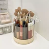 360° Rotating Pencil Organizer Large Capacity Round Desktop Storage Holder with 6 Compartments Cosmetic Brush Organizer 6