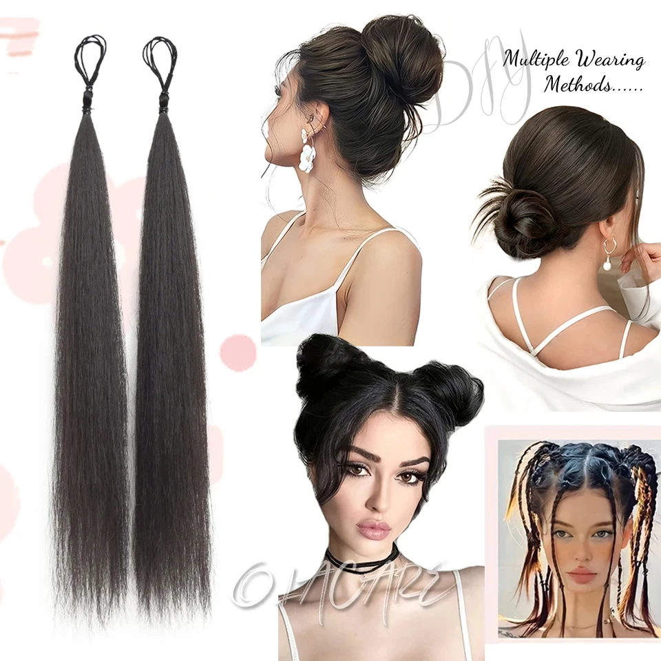 Synthetic Hair Bun for Women Curly Straight Messy Updo