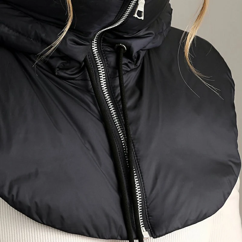 Winter Ultralight Down Hooded Hats For Women And Men Removable Neck Cover Scarf Balaclava Hat Zippper Turtleneck Short Tank Top