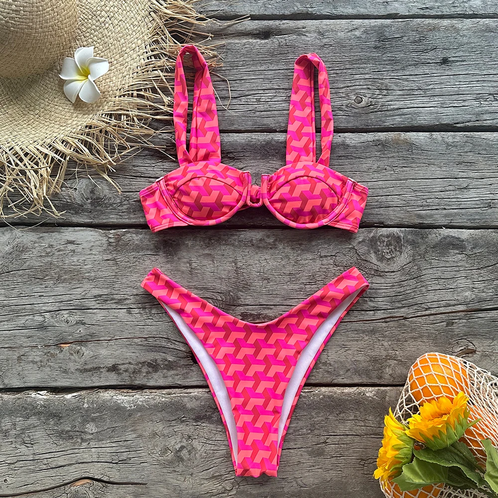 Сексуальное микро-бикини 2024, женский красочный клетчатый купальник ...