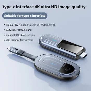 Llano 4K Wireless HDMI Transmitter & Receiver 5.8GHz Plug & Play Wireless HDMI Extender – Screen Mirroring Adapter for Laptop, PC, TV & Projector | 50M Range Ultra HD Audio Video Display Type-C Compatible