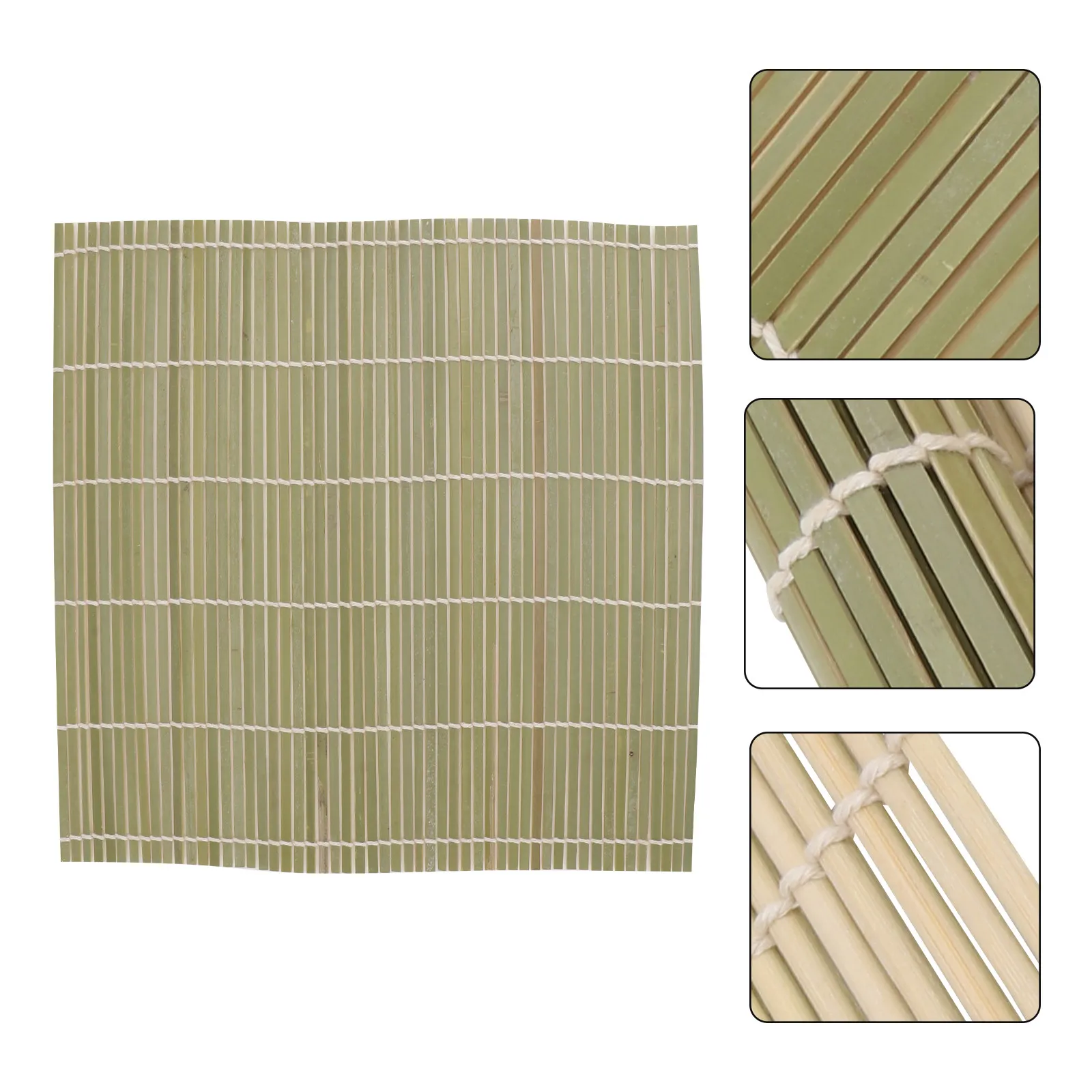 1Pcs 대나무 스시 롤러 매트 그린 코튼 스트링스 스시 만들기 도구 간편 롤 클린 주방 필수품 24x24cm